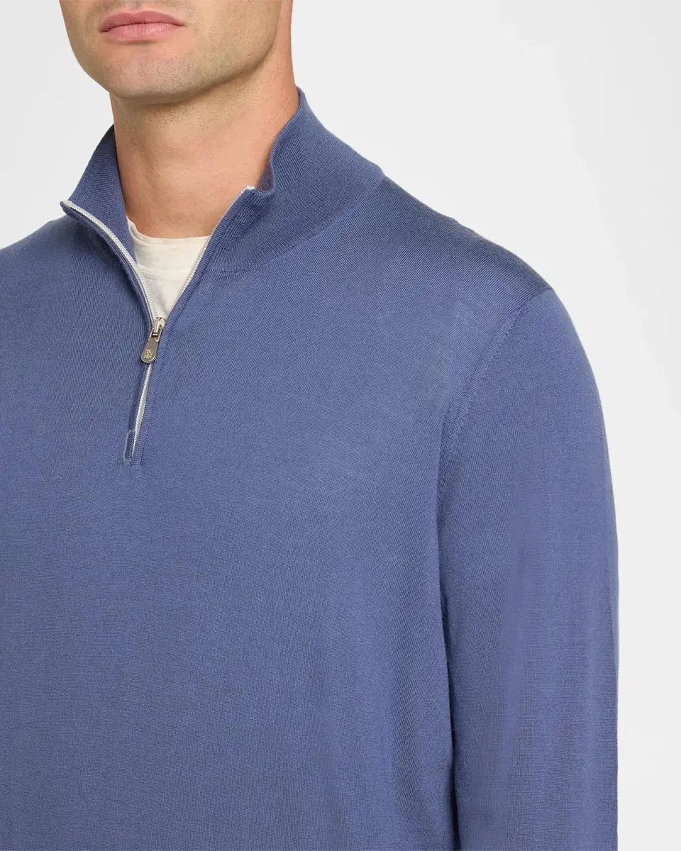 Brunello Cucinelli Men's Cashmere Fine-Gauge Quarter-Zip Sweater | Thumbnail 5 Brunello Cucinelli Men's Cashmere Fine-Gauge Quarter-Zip Sweater | Thumbnail 5