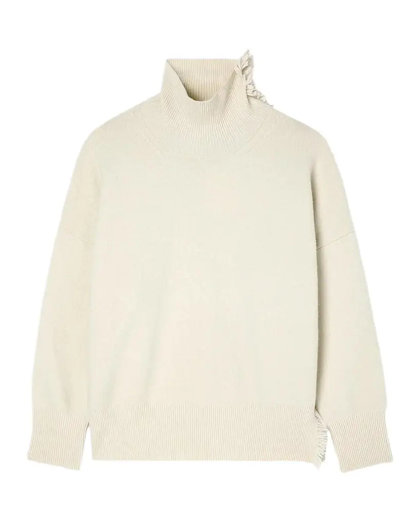 RÓHE Turtleneck Fringe-Trim Sweater