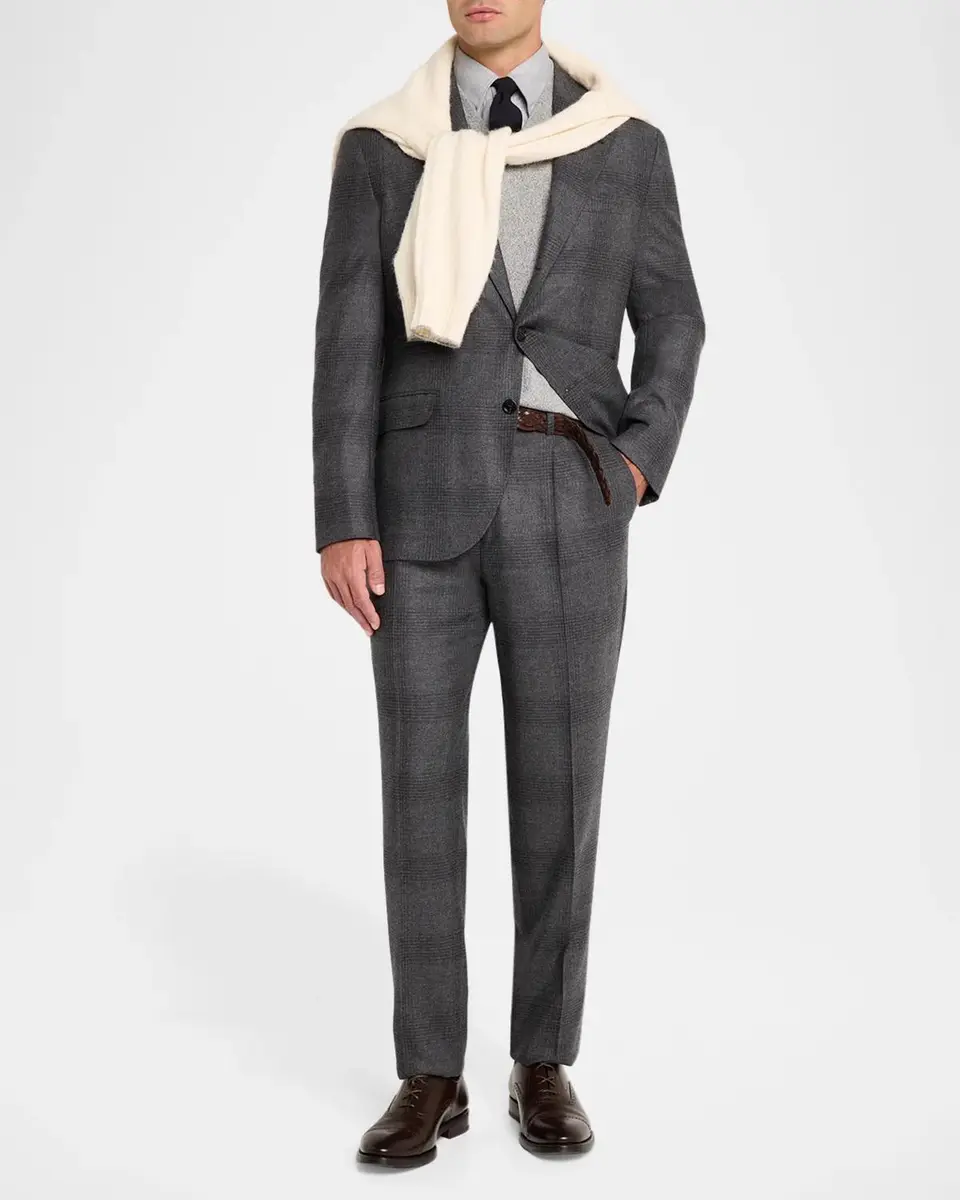 Brunello Cucinelli Men's Wool Plaid Two-Piece Suit | Thumbnail 2 Brunello Cucinelli Men's Wool Plaid Two-Piece Suit | Thumbnail 2