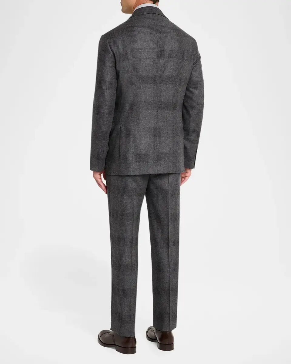 Brunello Cucinelli Men's Wool Plaid Two-Piece Suit | Thumbnail 3 Brunello Cucinelli Men's Wool Plaid Two-Piece Suit | Thumbnail 3