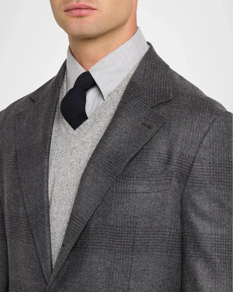 Brunello Cucinelli Men's Wool Plaid Two-Piece Suit | Thumbnail 6 Brunello Cucinelli Men's Wool Plaid Two-Piece Suit | Thumbnail 6