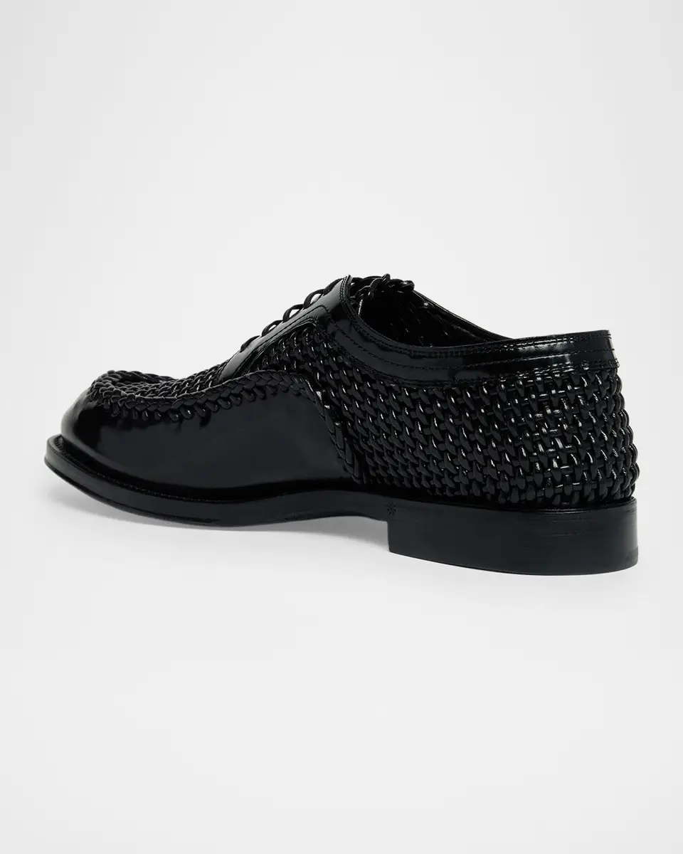 Dolce & Gabbana Men's Calfskin Woven Derby Shoes | Thumbnail 4