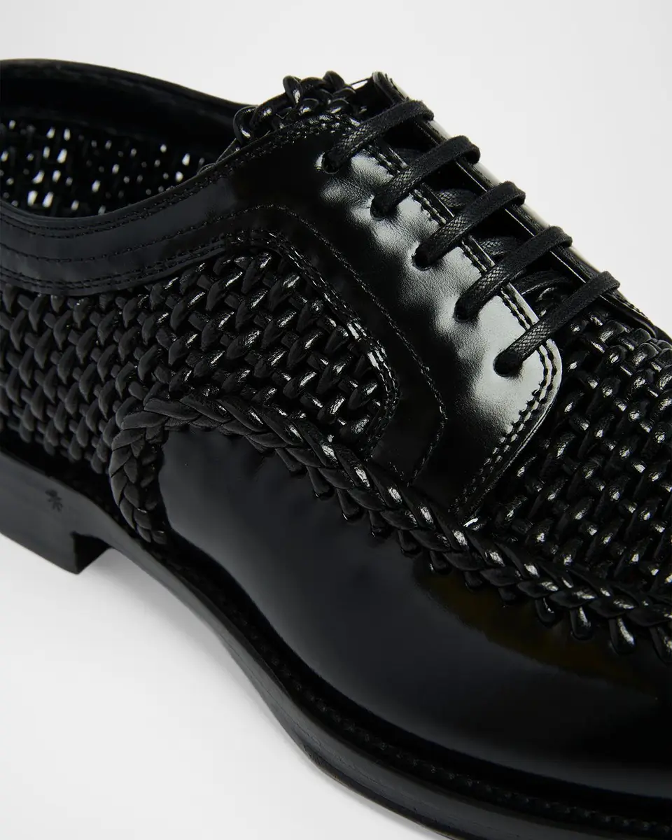 Dolce & Gabbana Men's Calfskin Woven Derby Shoes | Thumbnail 5