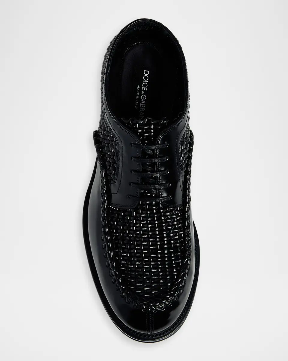 Dolce & Gabbana Men's Calfskin Woven Derby Shoes | Thumbnail 6