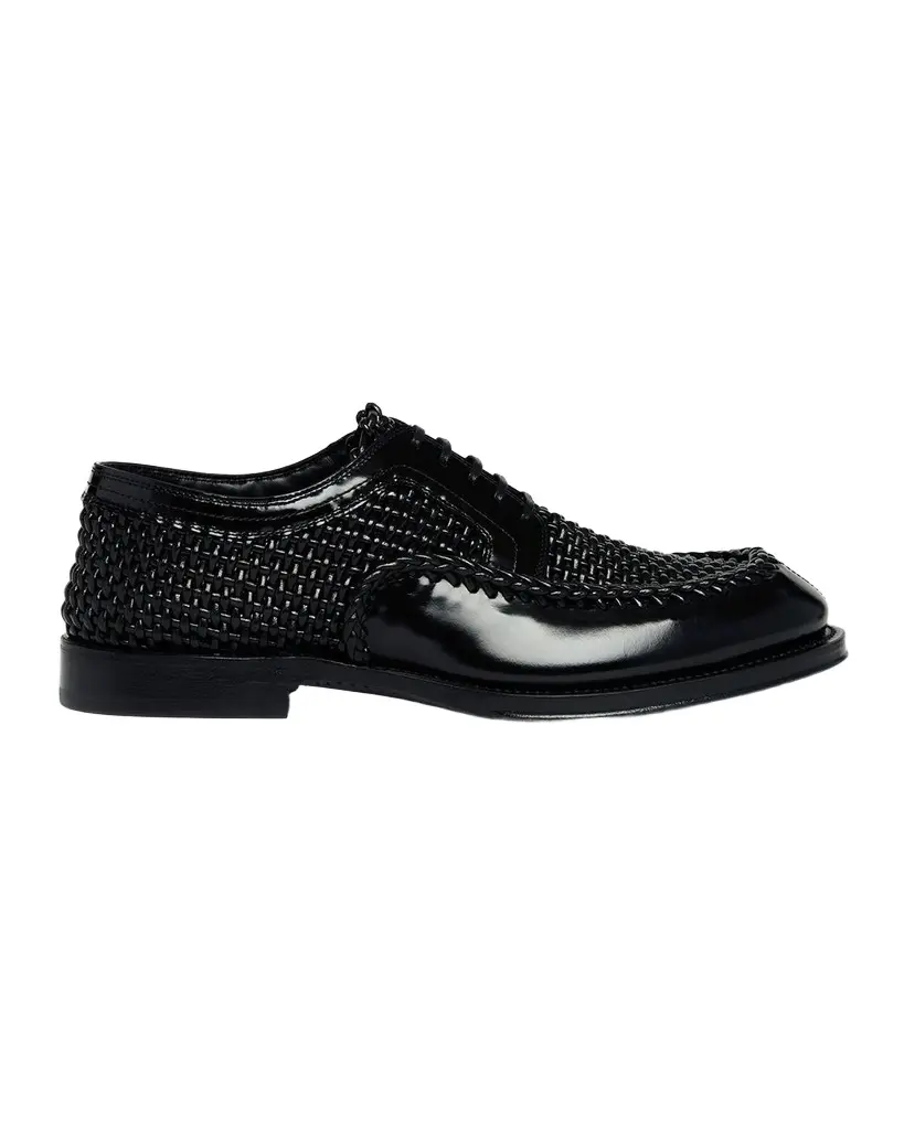 Dolce & Gabbana Men's Calfskin Woven Derby Shoes