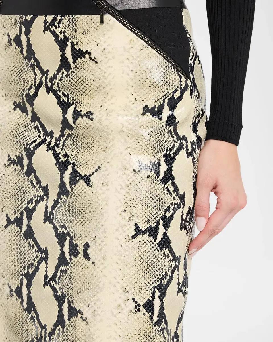 Maria McManus Blocked Python Embossed Leather Midi Pencil Skirt | Thumbnail 5