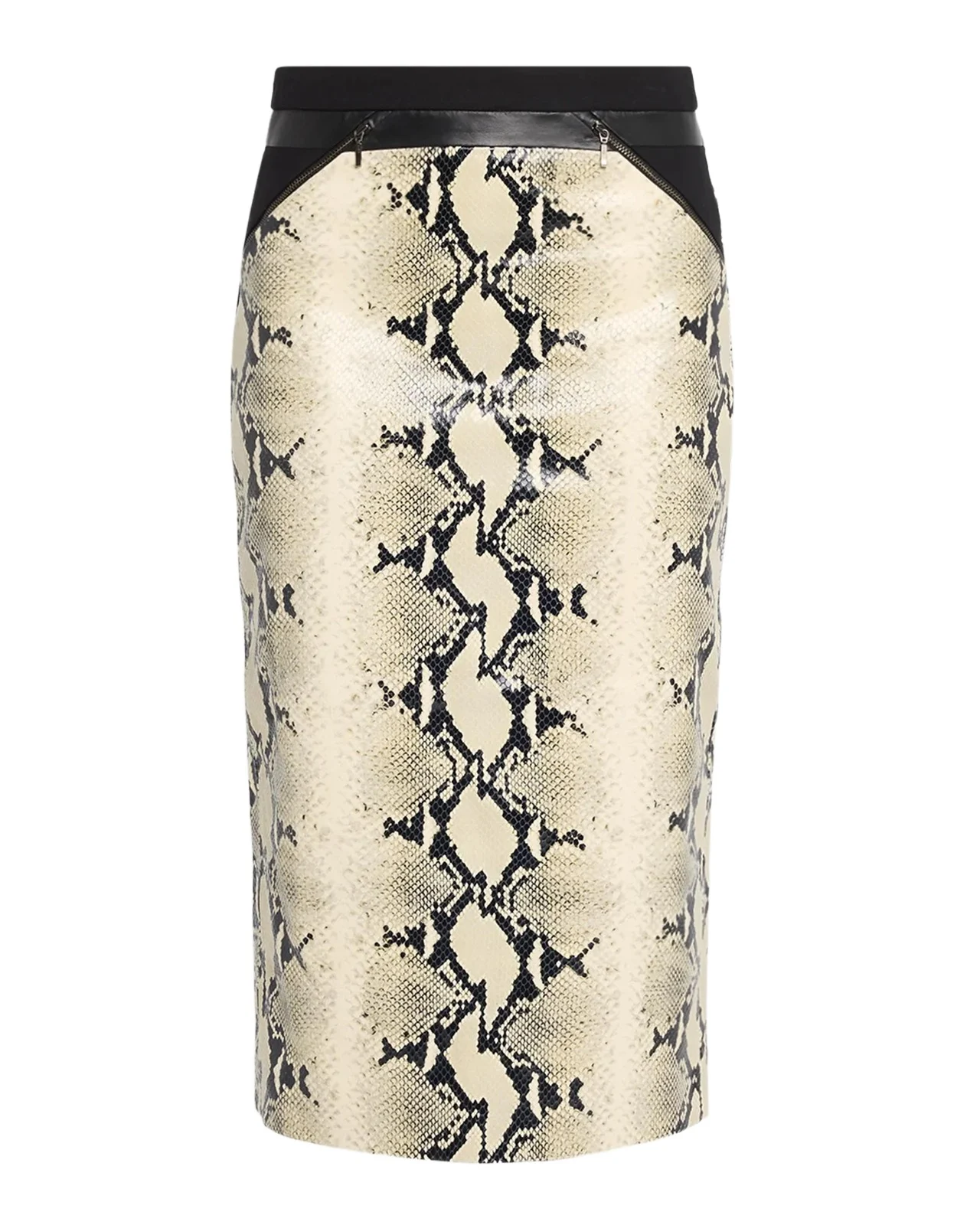Blocked Python Embossed Leather Midi Pencil Skirt Blocked Python Embossed Leather Midi Pencil Skirt