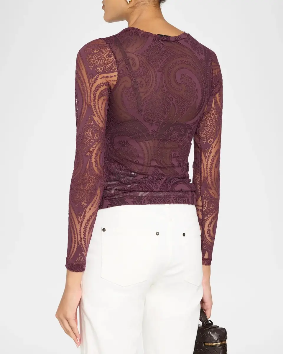 Etro Paisley Mesh Long-Sleeve Top | Thumbnail 3