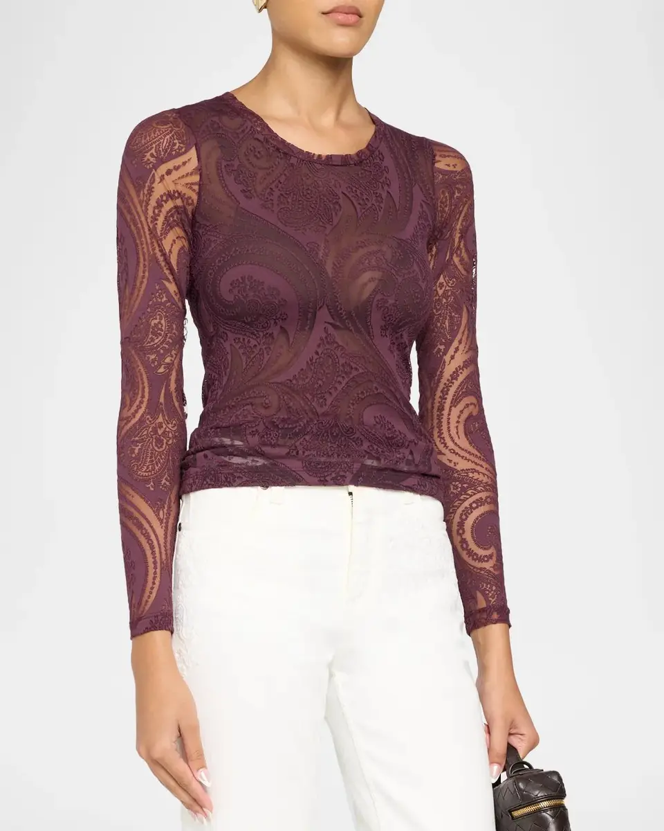 Etro Paisley Mesh Long-Sleeve Top | Thumbnail 4