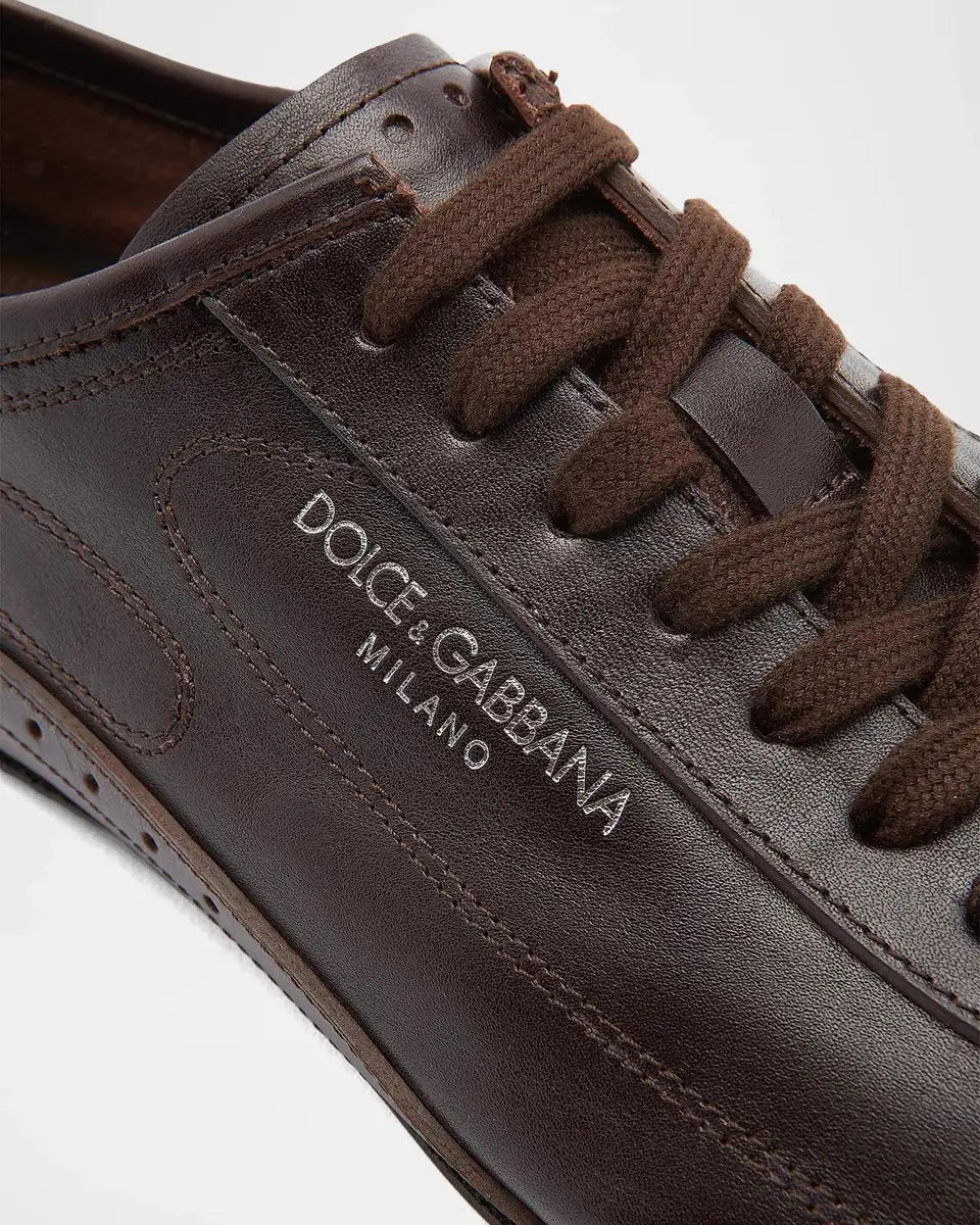 Dolce & Gabbana Men's Lipari Leather T-Toe Low-Top Sneakers | Thumbnail 3 Dolce & Gabbana Men's Lipari Leather T-Toe Low-Top Sneakers | Thumbnail 3