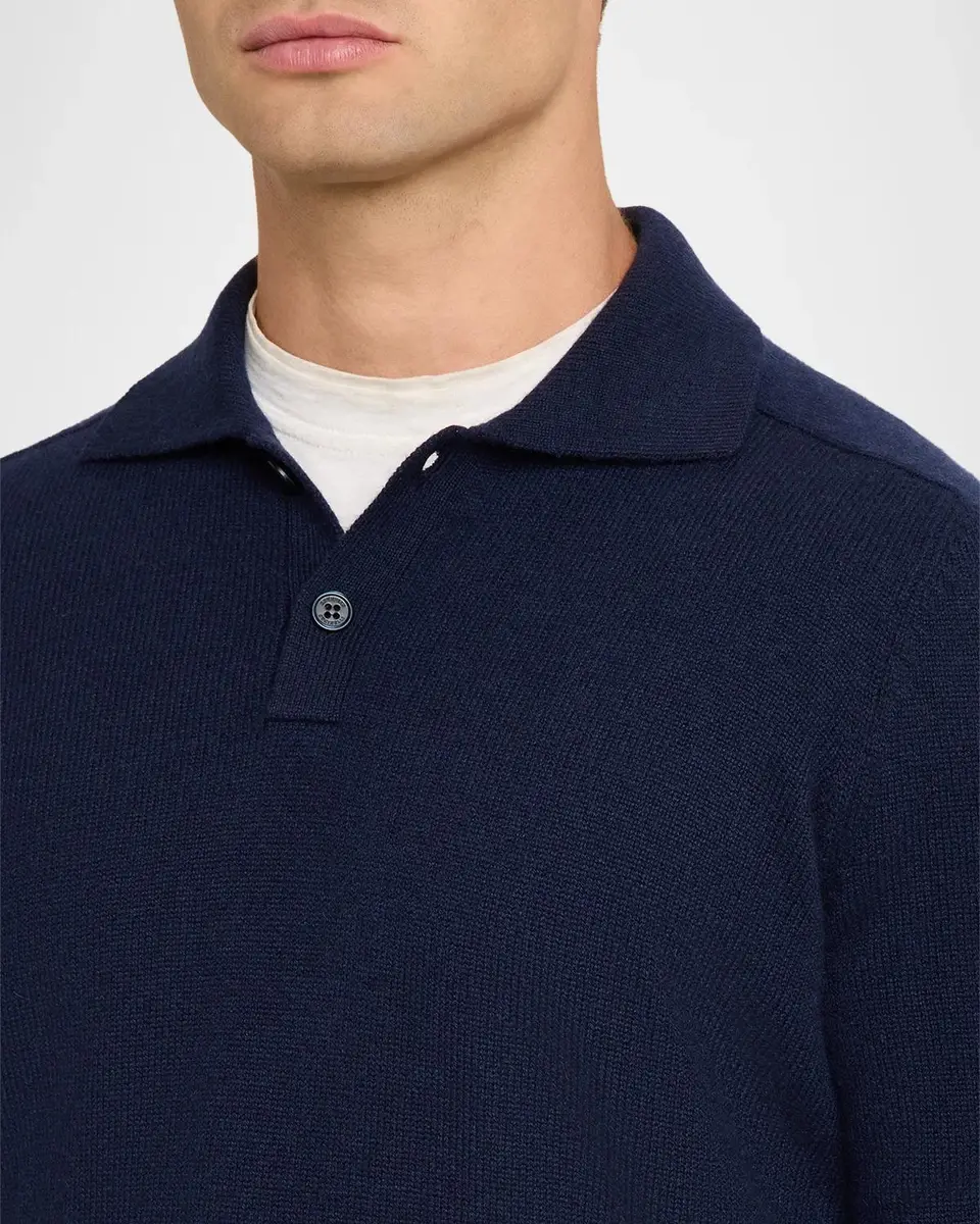 Brunello Cucinelli Men's Cashmere Knit Polo Sweater | Thumbnail 5 Brunello Cucinelli Men's Cashmere Knit Polo Sweater | Thumbnail 5