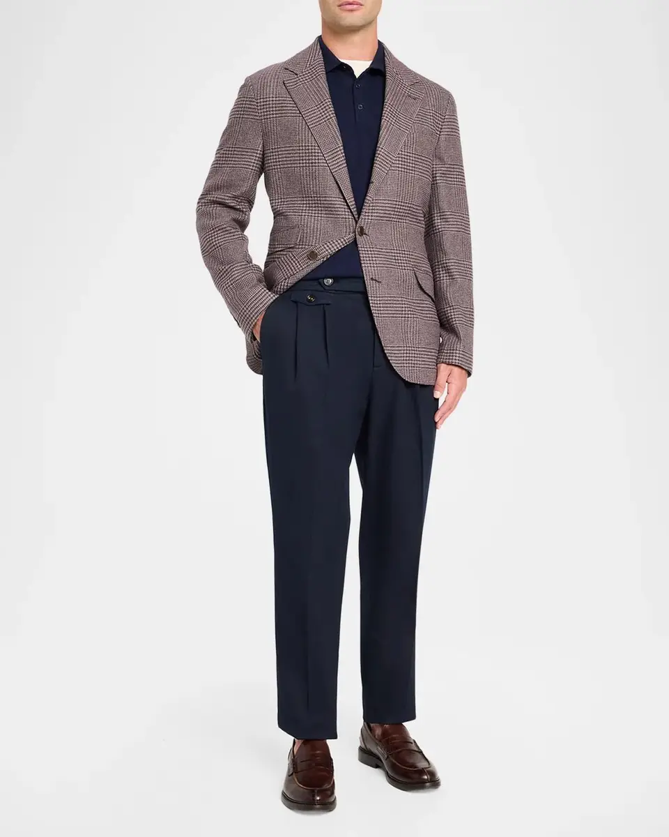 Brunello Cucinelli Men's Cotton Double-Pleated Trousers | Thumbnail 2
