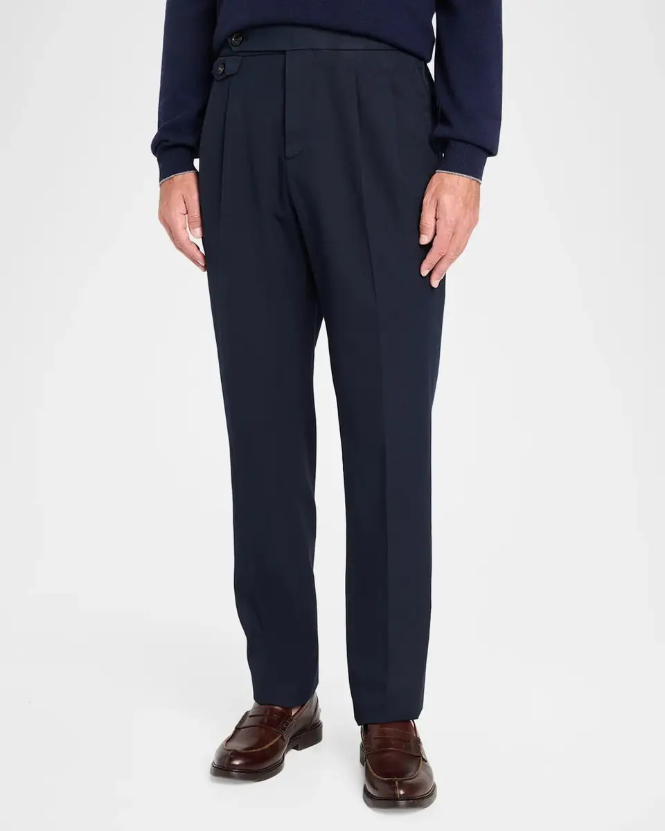 Brunello Cucinelli Men's Cotton Double-Pleated Trousers | Thumbnail 4