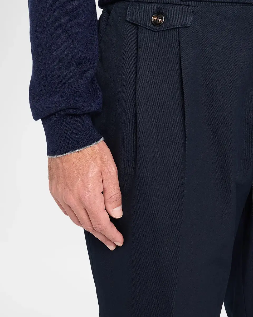Brunello Cucinelli Men's Cotton Double-Pleated Trousers | Thumbnail 5