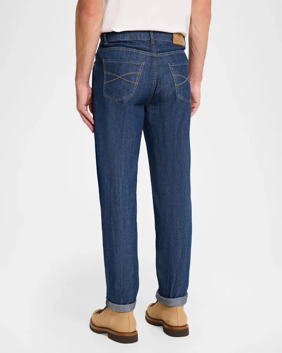 Brunello Cucinelli Men's Straight-Leg Denim Five-Pocket Pants | Thumbnail 3 Brunello Cucinelli Men's Straight-Leg Denim Five-Pocket Pants | Thumbnail 3
