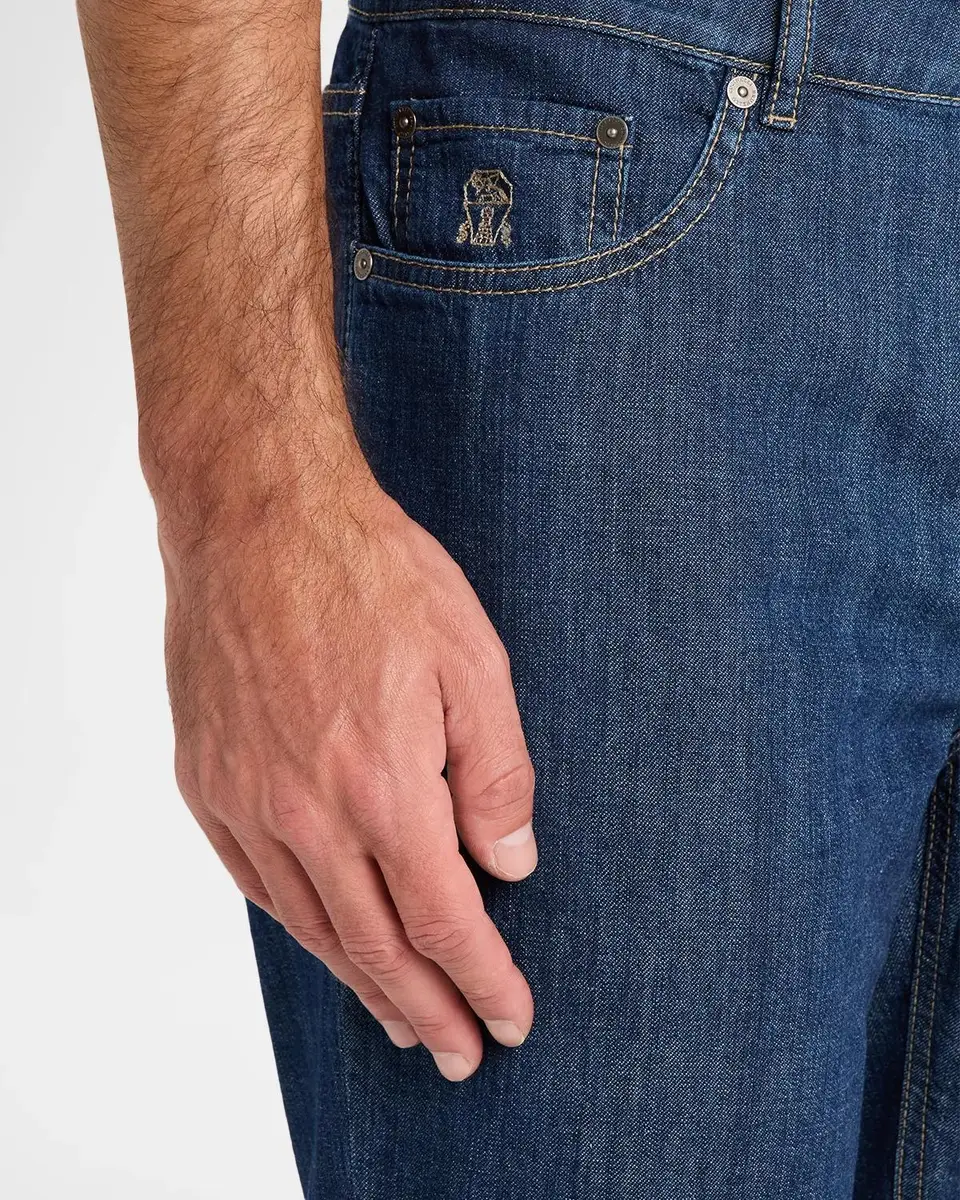 Brunello Cucinelli Men's Straight-Leg Denim Five-Pocket Pants | Thumbnail 5 Brunello Cucinelli Men's Straight-Leg Denim Five-Pocket Pants | Thumbnail 5