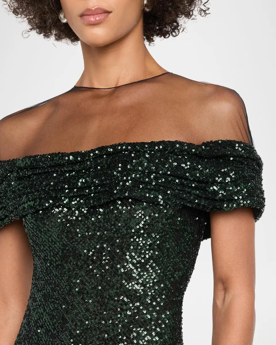 Naeem Khan Off-The-Shoulder Sequined Illusion Gown | Thumbnail 5 Naeem Khan Off-The-Shoulder Sequined Illusion Gown | Thumbnail 5