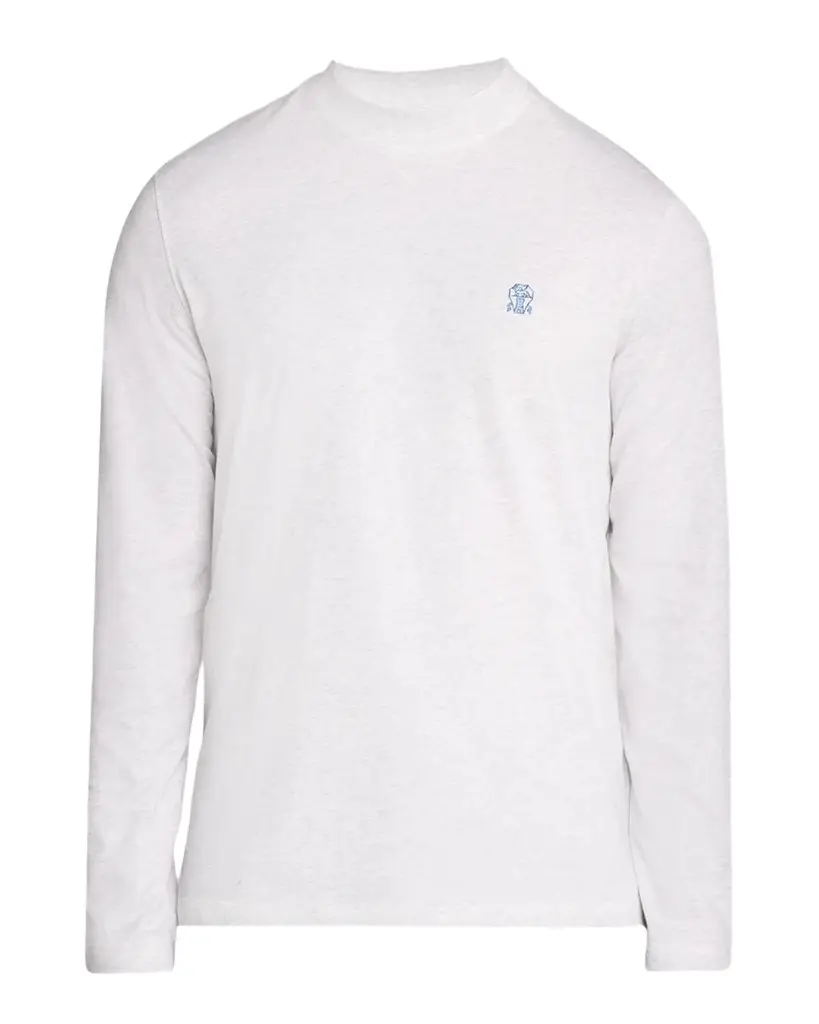 Brunello Cucinelli Men's Cotton Crest Mock Neck T-Shirt