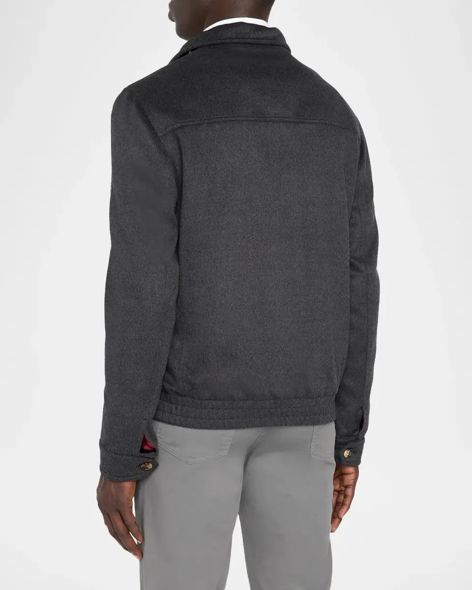 Brunello Cucinelli Men's Wool Water Resistant Full-Zip Blouson | Thumbnail 3