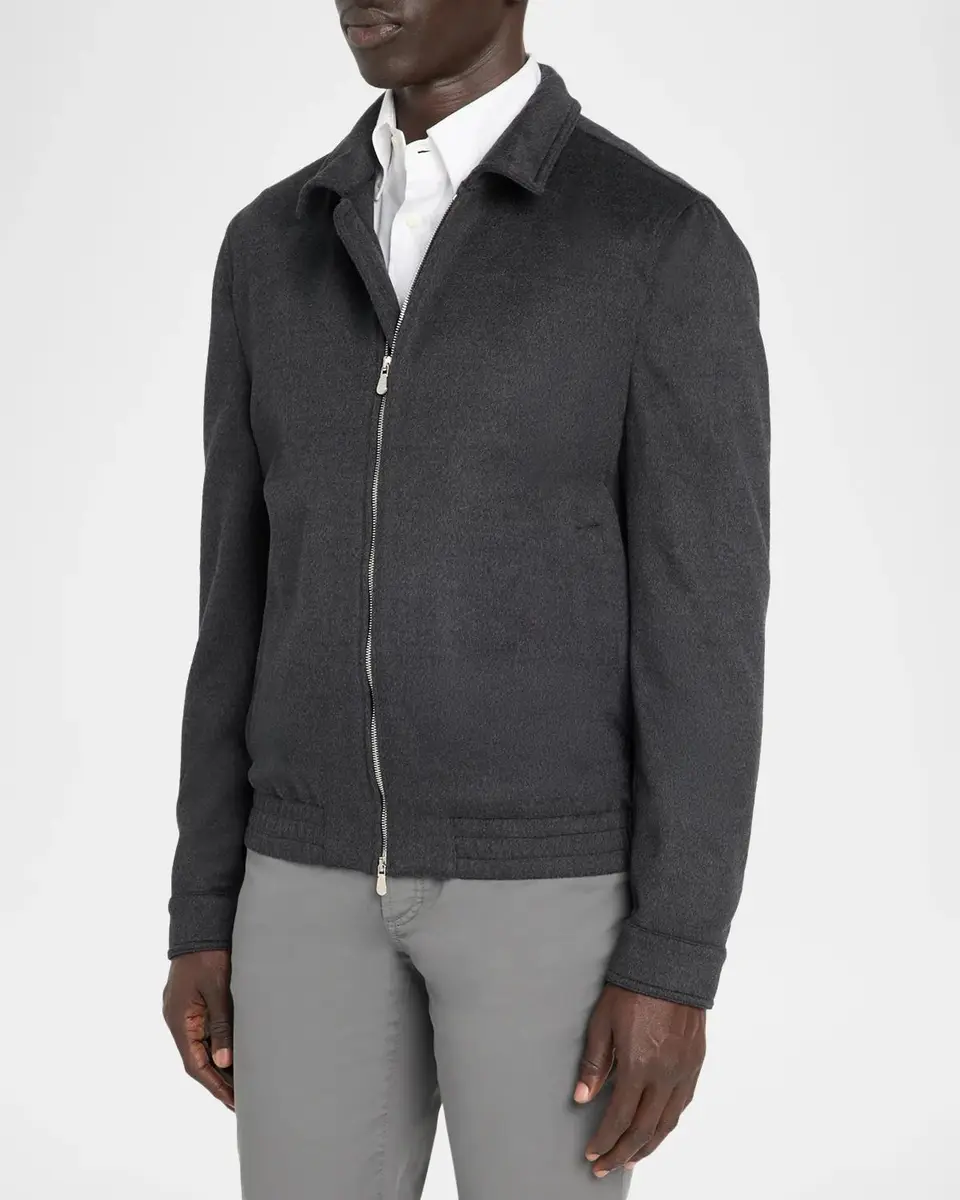 Brunello Cucinelli Men's Wool Water Resistant Full-Zip Blouson | Thumbnail 4