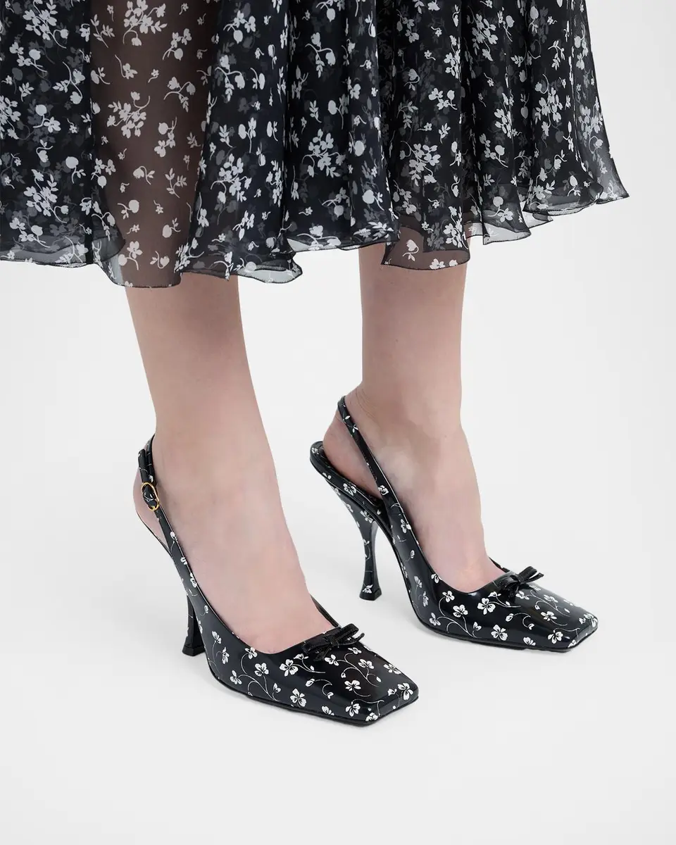 Dolce & Gabbana 105mm Floral Leather Slingback Pumps | Thumbnail 2 Dolce & Gabbana 105mm Floral Leather Slingback Pumps | Thumbnail 2