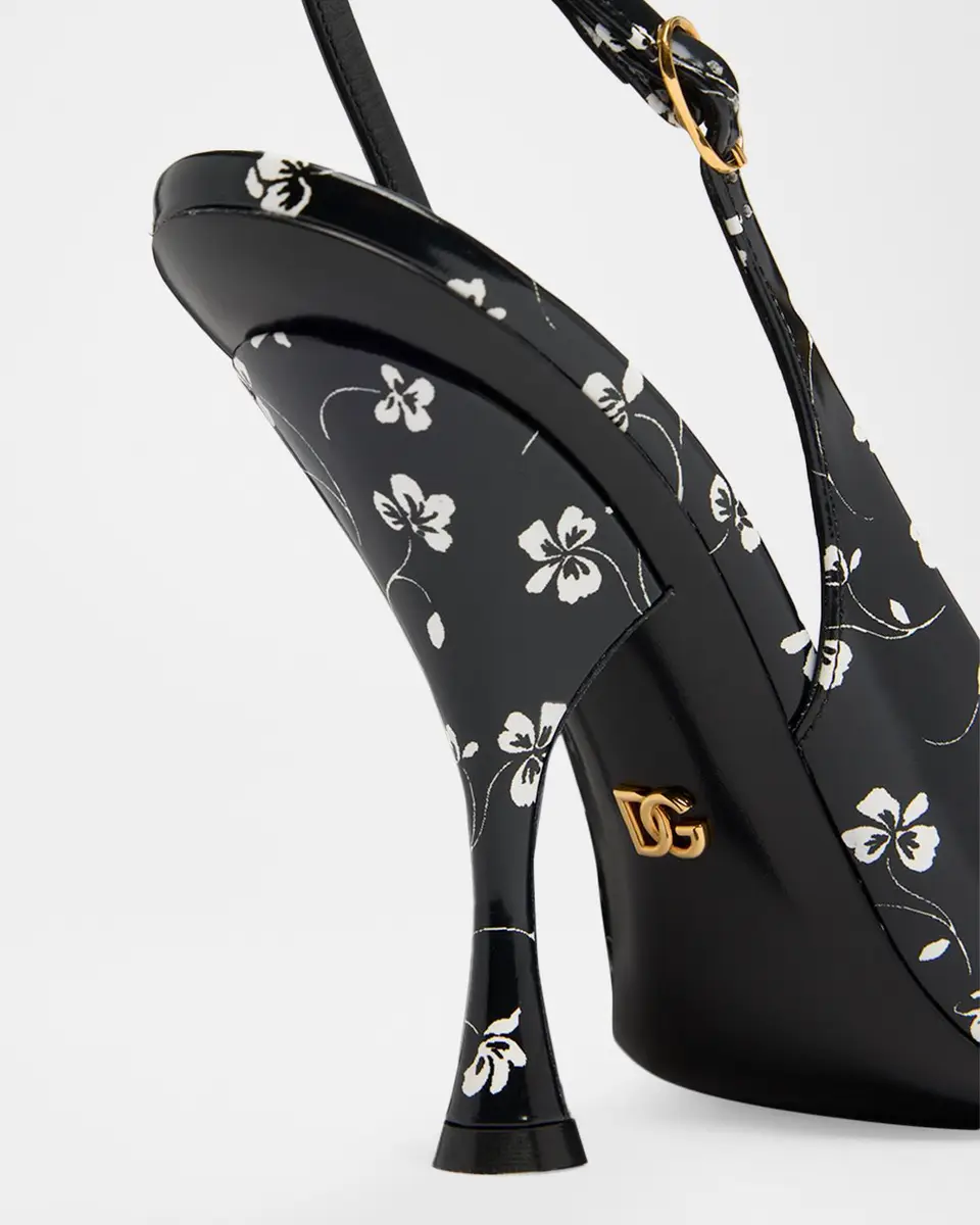 Dolce & Gabbana 105mm Floral Leather Slingback Pumps | Thumbnail 5 Dolce & Gabbana 105mm Floral Leather Slingback Pumps | Thumbnail 5