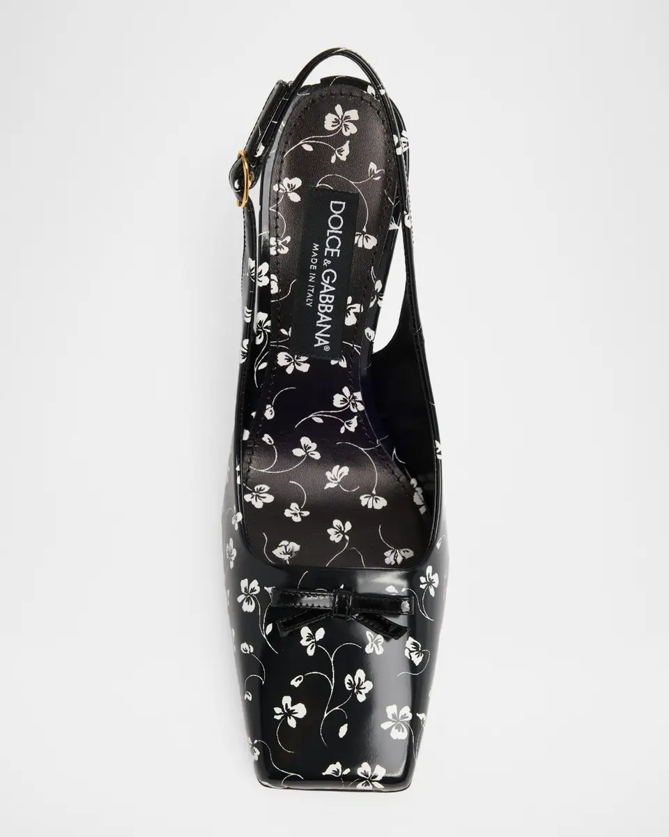 Dolce & Gabbana 105mm Floral Leather Slingback Pumps | Thumbnail 6 Dolce & Gabbana 105mm Floral Leather Slingback Pumps | Thumbnail 6