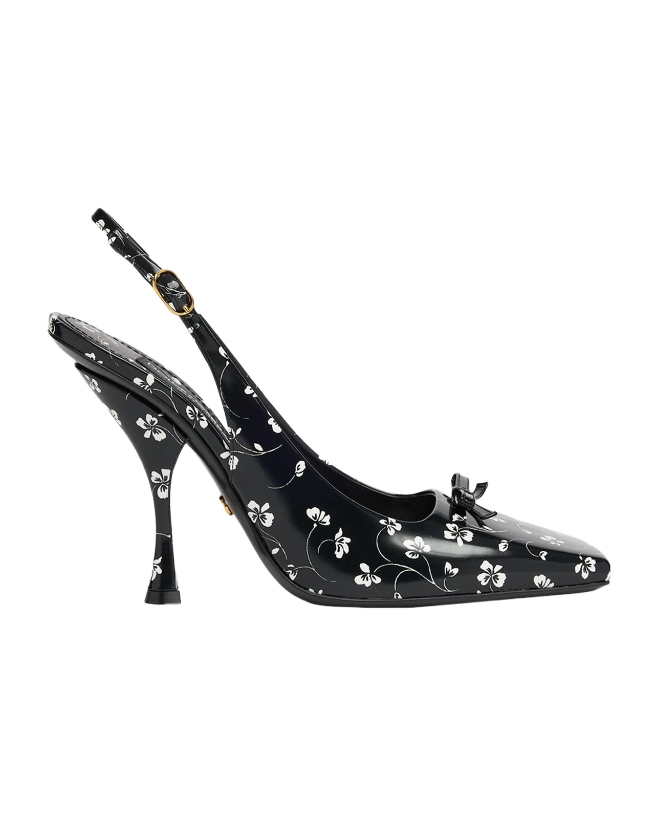 105mm Floral Leather Slingback Pumps 105mm Floral Leather Slingback Pumps