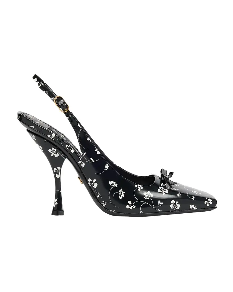 Dolce & Gabbana 105mm Floral Leather Slingback Pumps