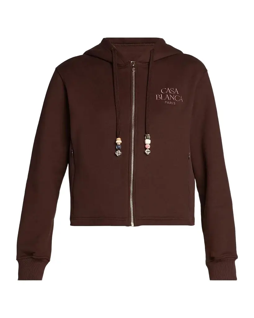 Casablanca Cotton-Cashmere Crop Hoodie