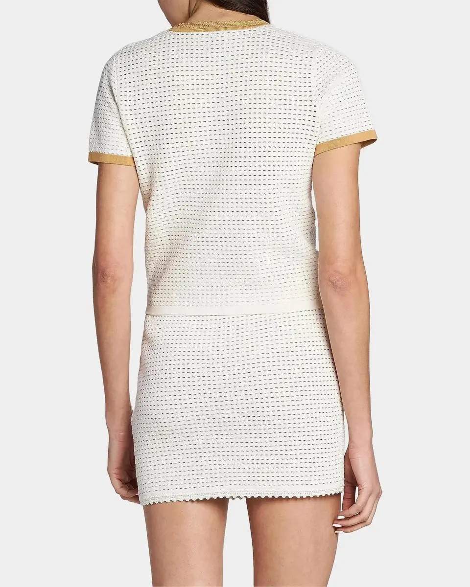 Casablanca Perforated Cotton Knit Crewneck T-Shirt | Thumbnail 3