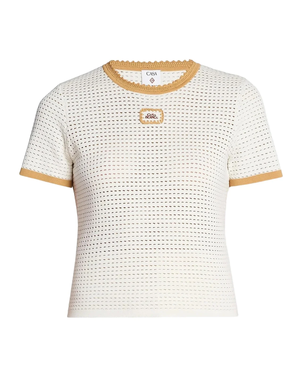Casablanca Perforated Cotton Knit Crewneck T-Shirt