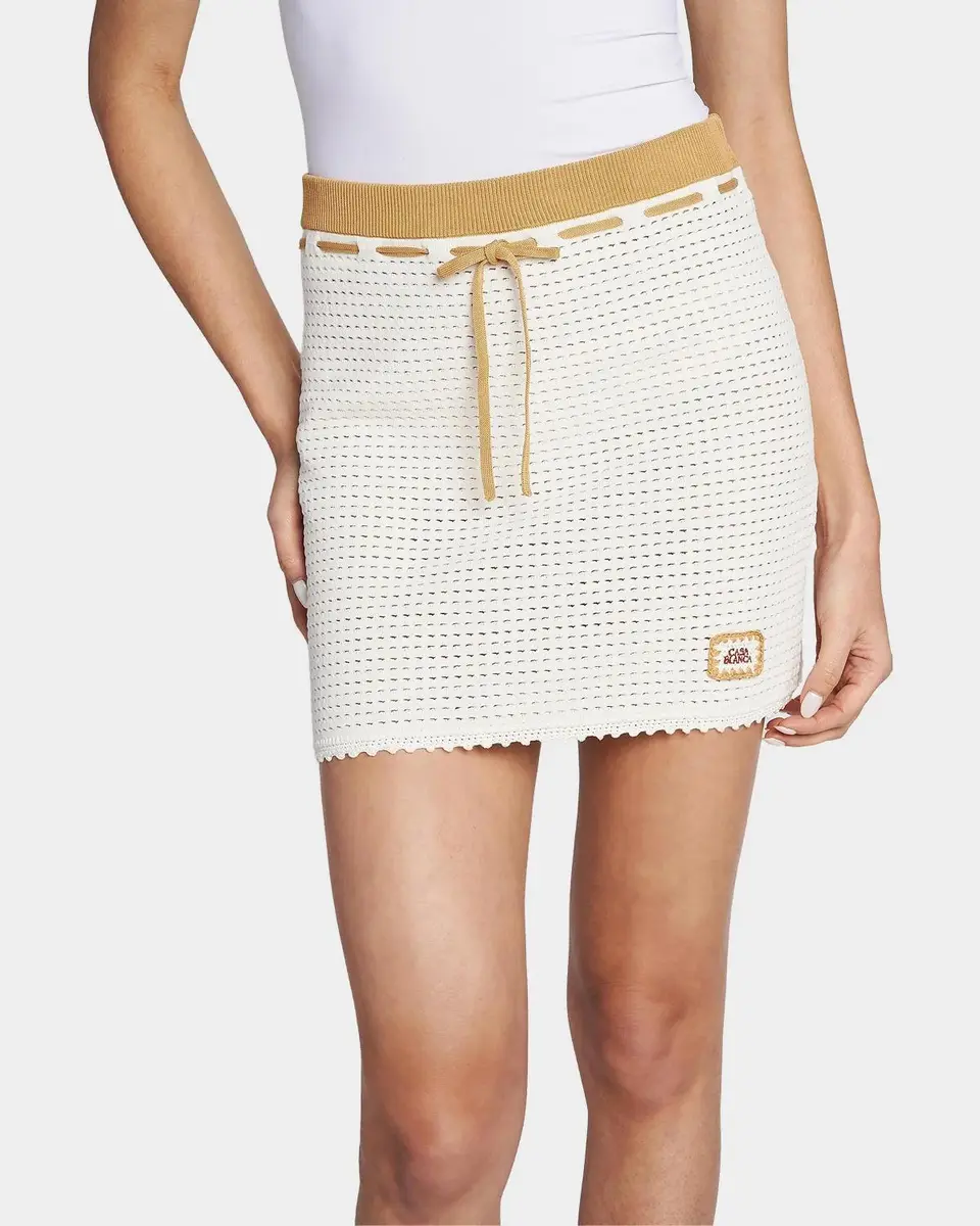 Casablanca Perforated-Cotton Knit Drawstring Miniskirt | Thumbnail 5