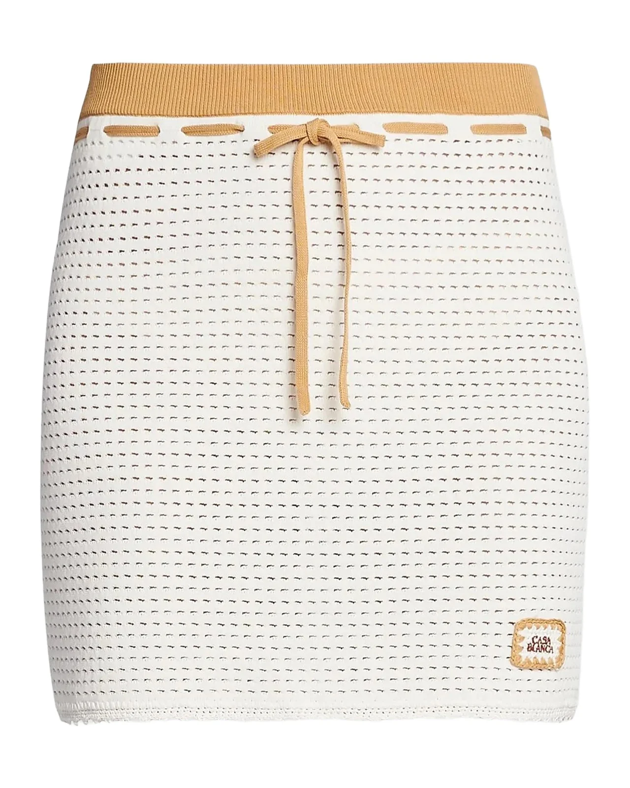 Casablanca Perforated-Cotton Knit Drawstring Miniskirt