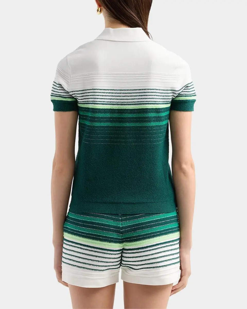 Casablanca Staggered Stripe Cotton-Blend Polo Shirt | Thumbnail 3 Casablanca Staggered Stripe Cotton-Blend Polo Shirt | Thumbnail 3