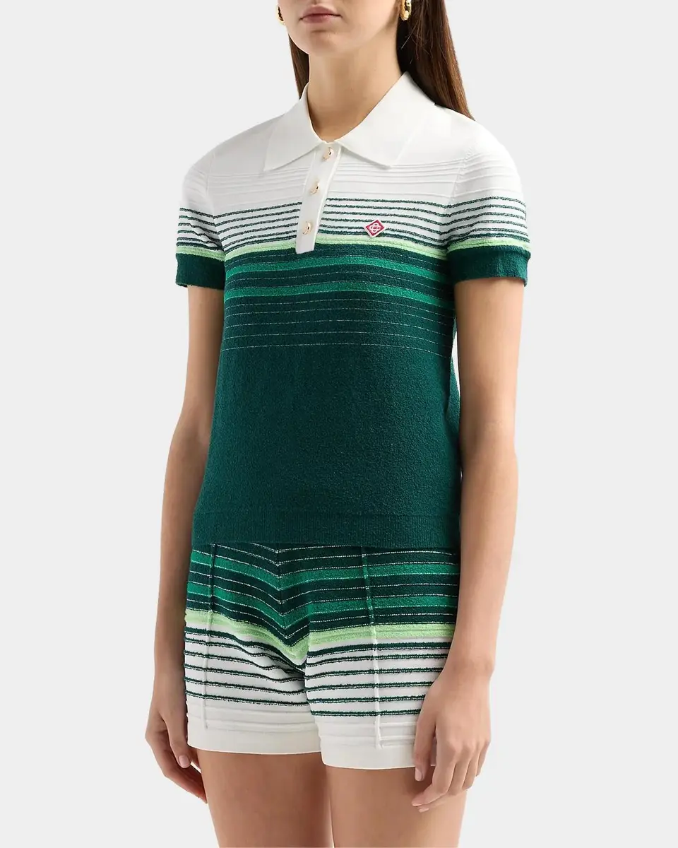 Casablanca Staggered Stripe Cotton-Blend Polo Shirt | Thumbnail 4 Casablanca Staggered Stripe Cotton-Blend Polo Shirt | Thumbnail 4