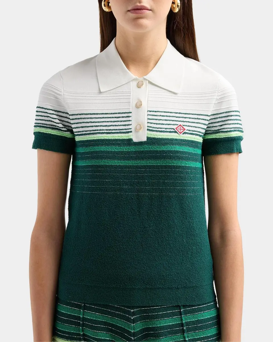 Casablanca Staggered Stripe Cotton-Blend Polo Shirt | Thumbnail 5 Casablanca Staggered Stripe Cotton-Blend Polo Shirt | Thumbnail 5