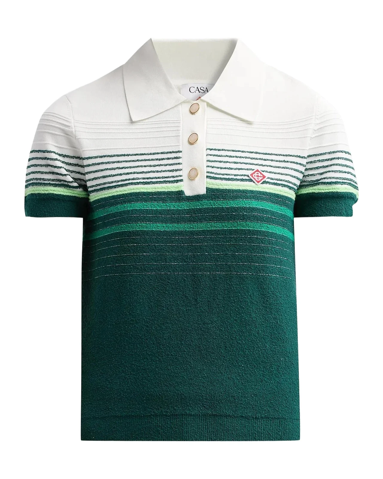 Staggered Stripe Cotton-Blend Polo Shirt