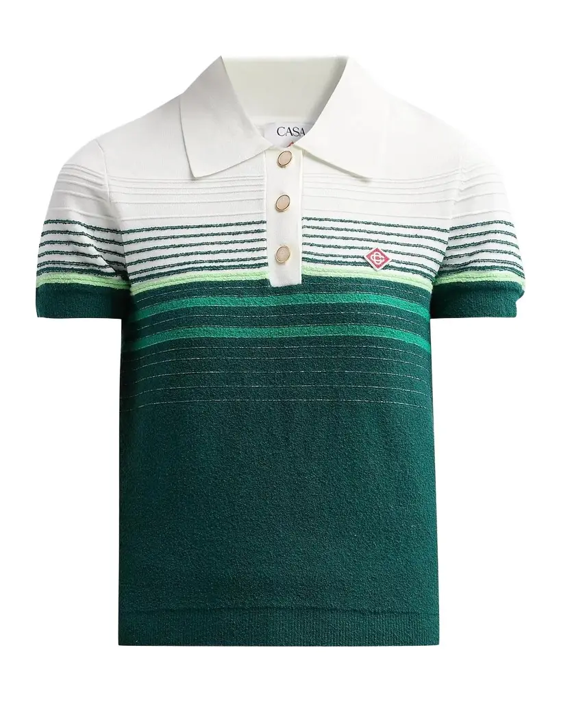 Casablanca Staggered Stripe Cotton-Blend Polo Shirt