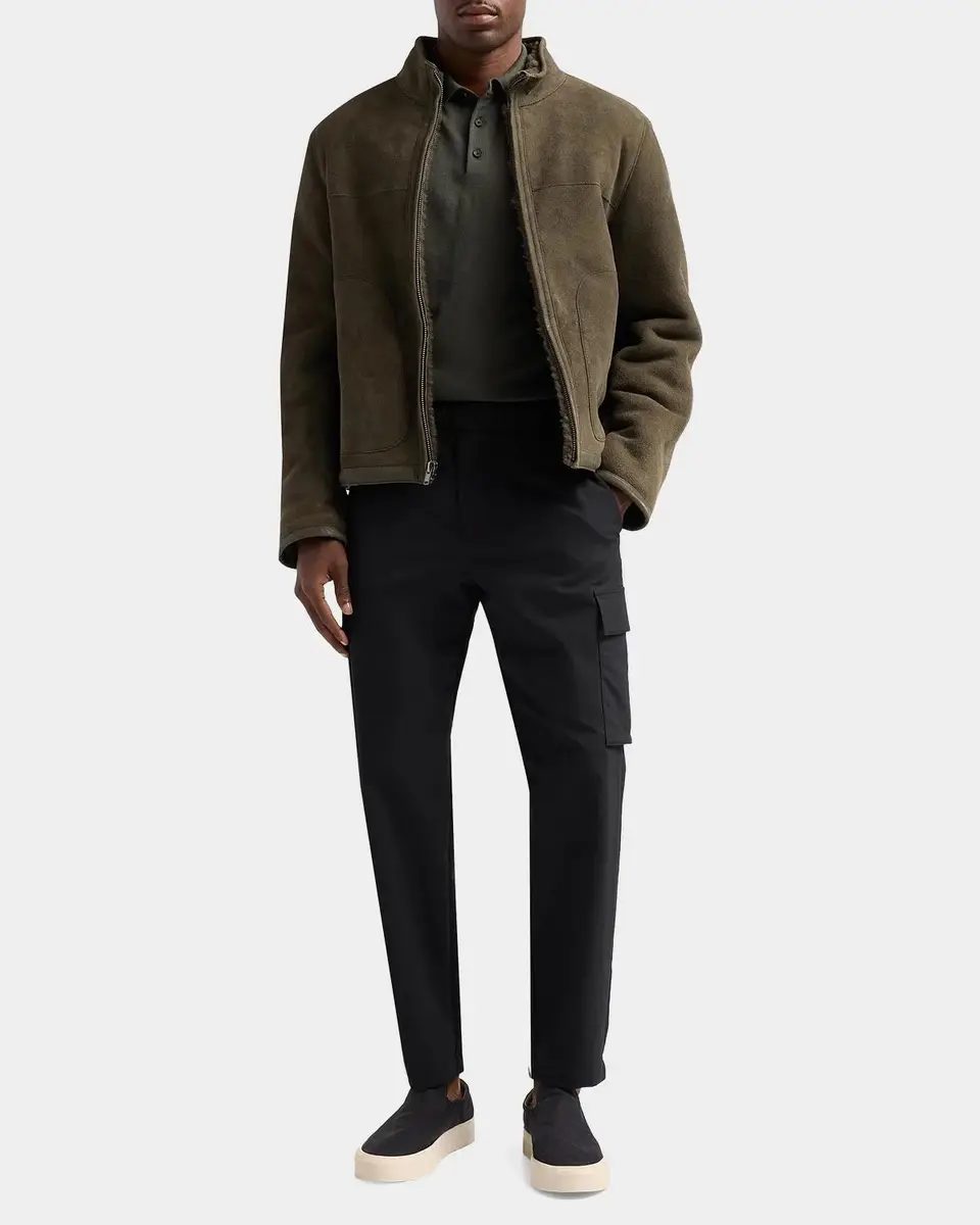Vince Men's Suede-Shearling Funnel Neck Jacket | Thumbnail 2