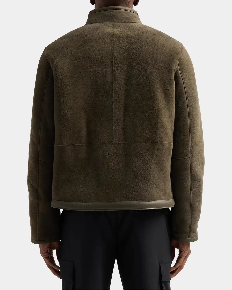Vince Men's Suede-Shearling Funnel Neck Jacket | Thumbnail 4