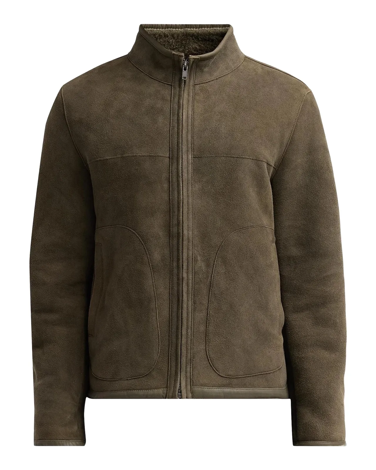 Vince Men's Suede-Shearling Funnel Neck Jacket