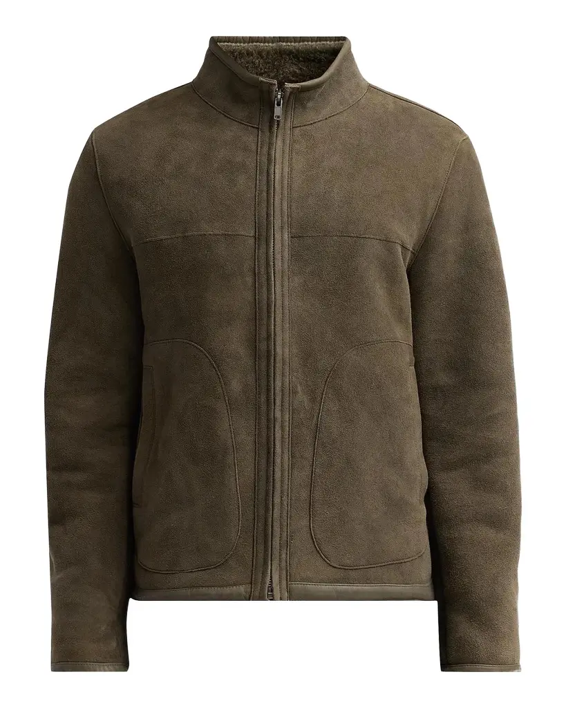 Vince Men's Suede-Shearling Funnel Neck Jacket