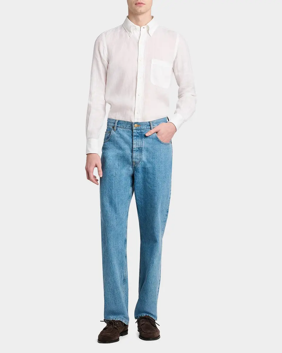 Thom Browne Men's Linen Garment Dyed Button-Down Shirt | Thumbnail 2
