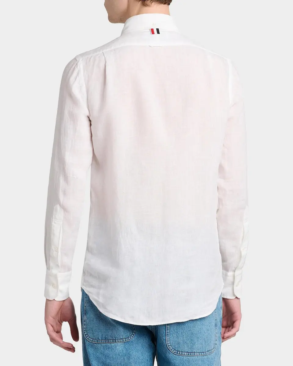 Thom Browne Men's Linen Garment Dyed Button-Down Shirt | Thumbnail 3