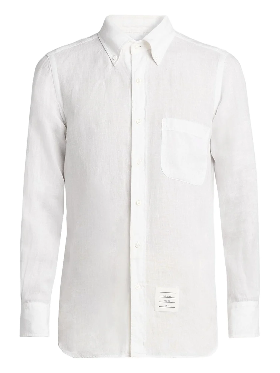 Thom Browne Men's Linen Garment Dyed Button-Down Shirt