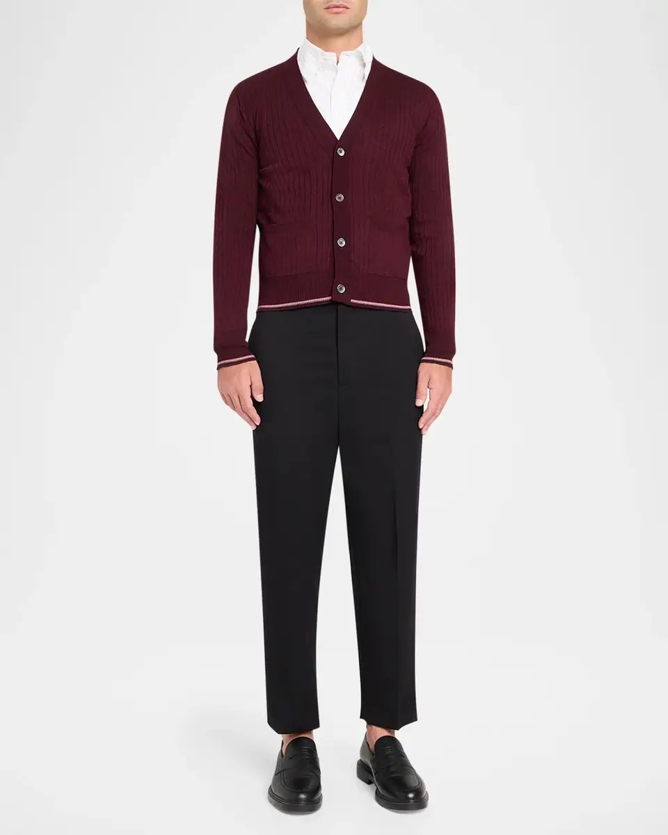Thom Browne RWB Striped Merino Wool Cardigan | Thumbnail 2 Thom Browne RWB Striped Merino Wool Cardigan | Thumbnail 2