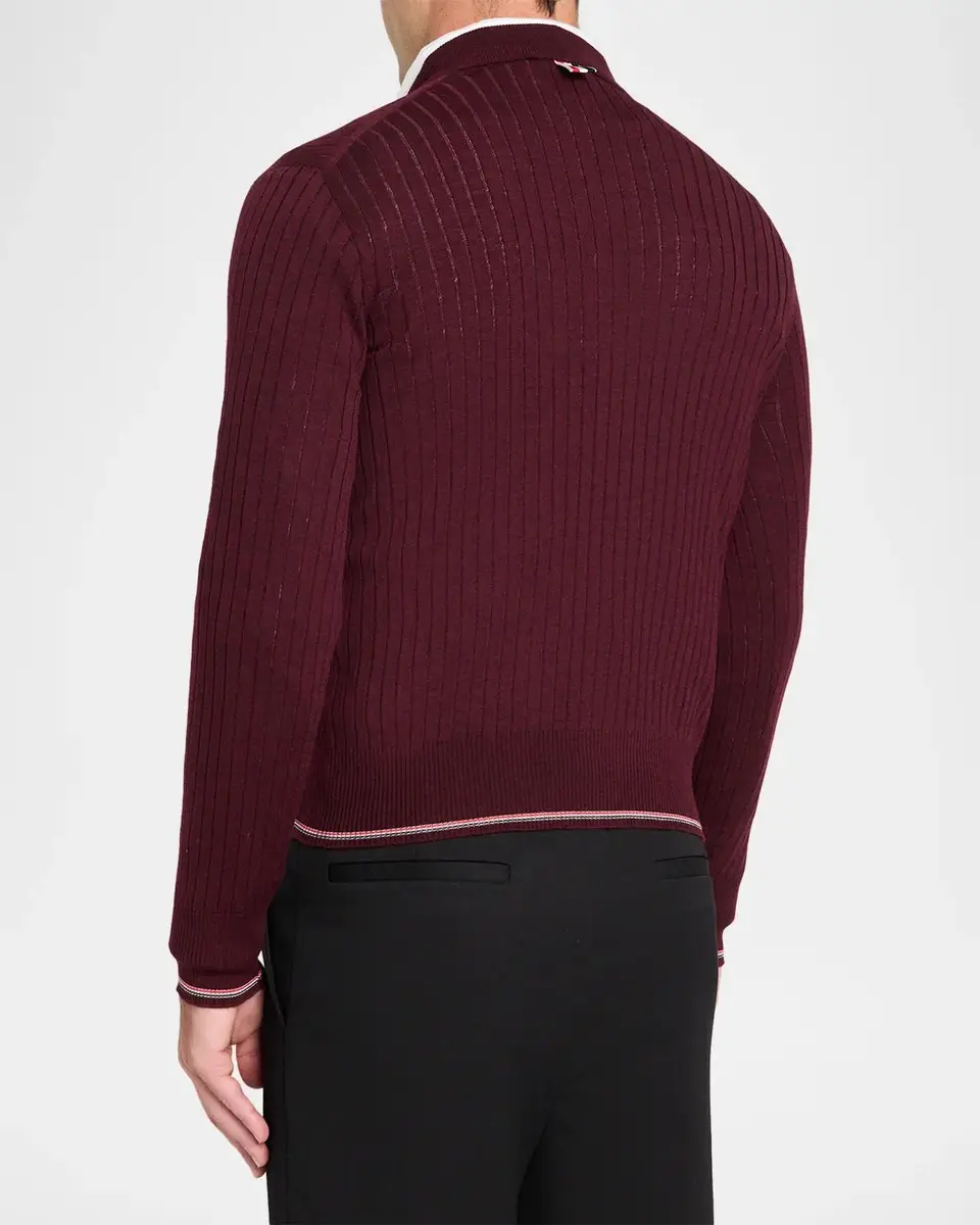 Thom Browne RWB Striped Merino Wool Cardigan | Thumbnail 3 Thom Browne RWB Striped Merino Wool Cardigan | Thumbnail 3