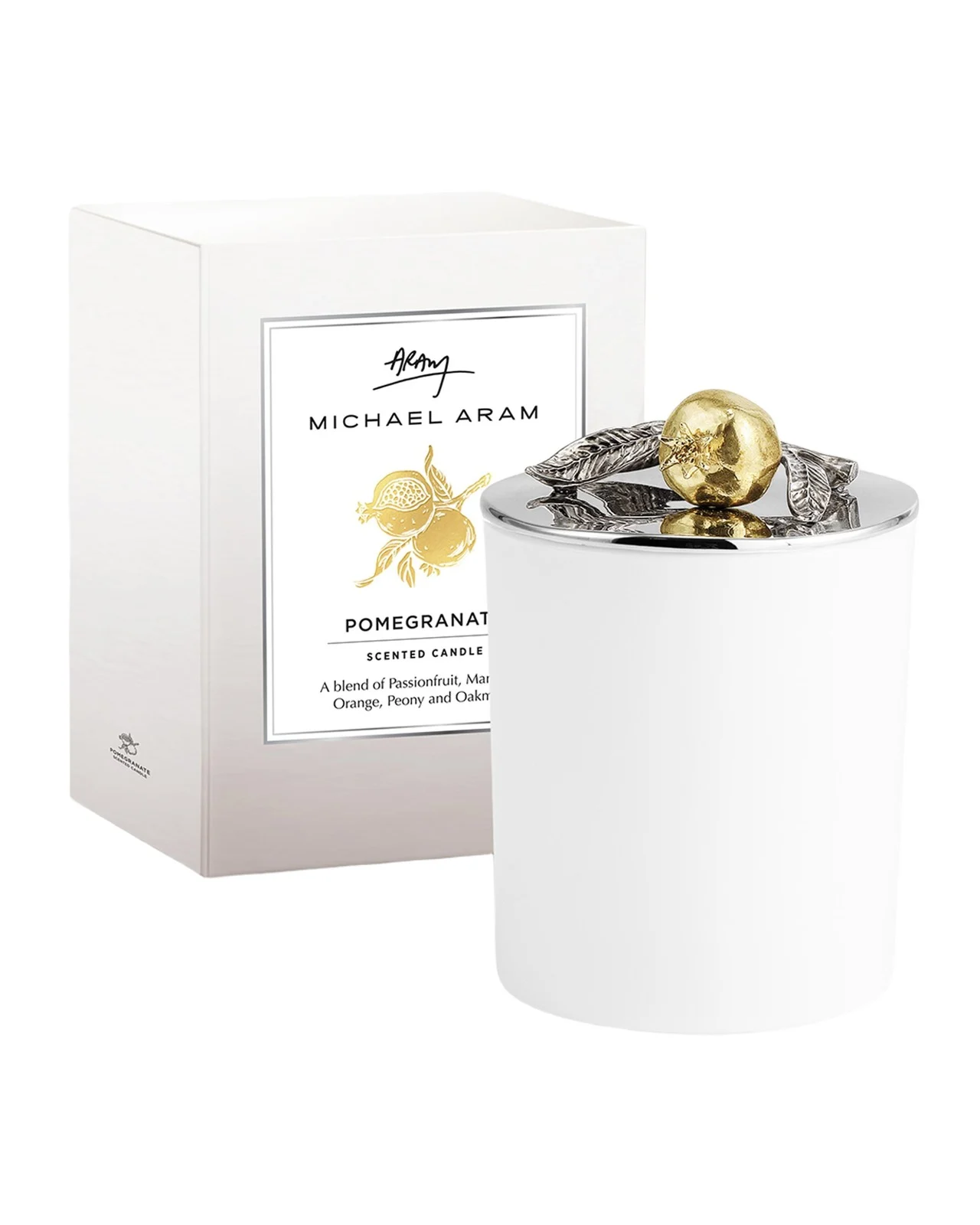 Michael Aram Pomegranate Silver & Gold Single-Wick Scented Candle, 8 oz.