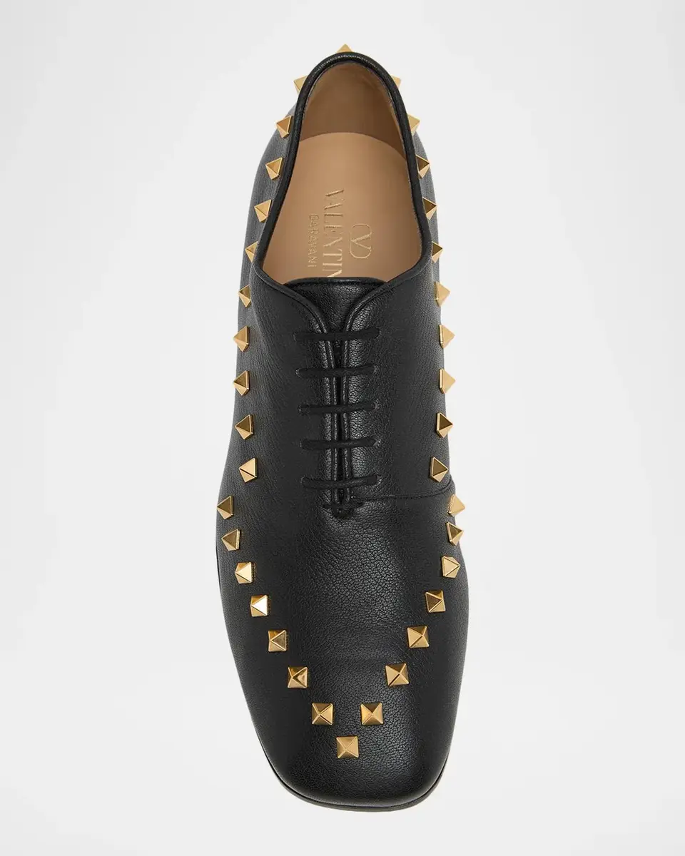 Valentino Garavani Men's Rockstud Leather Derby Shoes | Thumbnail 5 Valentino Garavani Men's Rockstud Leather Derby Shoes | Thumbnail 5